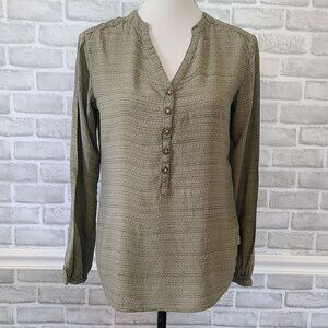 Burton Durable Goods Womens Button Henley Blouse Long Sleeve Casual Small